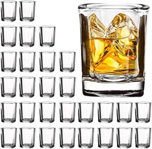 vivimee 30 pack heavy base shot glasses bulk, 2.2 oz square shot glasses set, clear espresso shot glass, small whiskey shot glasses for vodka, whiskey, tequila, espressos, spirits & liquors