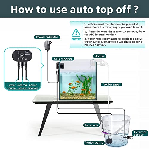 hygger Mini Intelligent Auto Top Off System with Controller Magnetic Mount Aquarium ATO Pump Water Refill Saltwater Reef Tank Supplies up to 60 Gallon