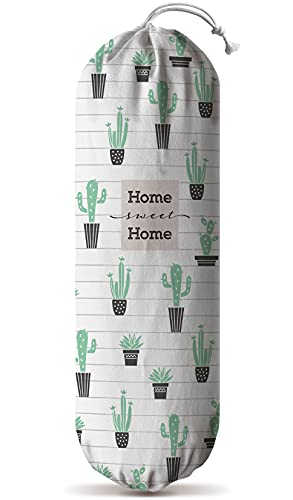 Hglian Cactus Plastic Grocery Bag Holder and Dispenser,Large Hanging Garbage Shopping Trash Bags Organizer Storage,Cute Cactus Kitchen Decor,Gifts for Women Mom Grandma