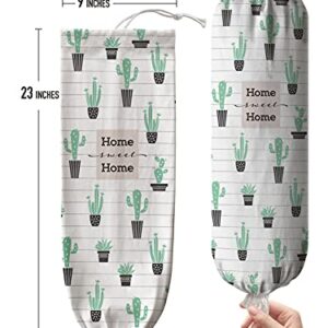 Hglian Cactus Plastic Grocery Bag Holder and Dispenser,Large Hanging Garbage Shopping Trash Bags Organizer Storage,Cute Cactus Kitchen Decor,Gifts for Women Mom Grandma