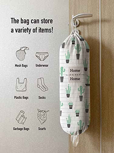 Hglian Cactus Plastic Grocery Bag Holder and Dispenser,Large Hanging Garbage Shopping Trash Bags Organizer Storage,Cute Cactus Kitchen Decor,Gifts for Women Mom Grandma