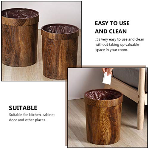 BESPORTBLE Wooden Wastebasket Trash Can Vintage Rustic Garbage Bin Container Farmhouse Decorative Bamboo Trash Can for Home Office