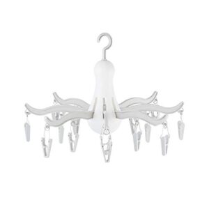 xigui foldable clip and drip hanger, folding portable underwear hangers hanging drying rack, 8-claw octopus hanging dryer with 16 clips small hanger, simple to fold up and place