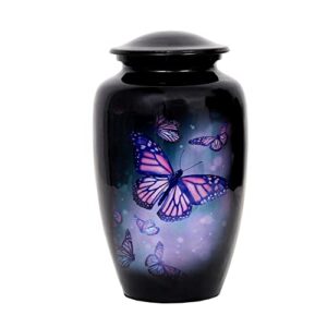 hlc lovely butterfly black finish cremation urn for human ashes - funeral urn handcrafted - affordable urn for ashes (adult (200 lbs) – 10.5 x 6 “ , cremation urn)