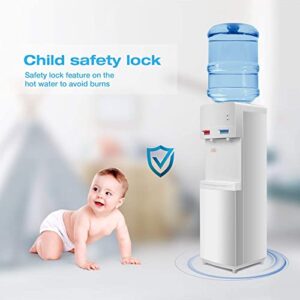 LUCKYERMORE 5 Gallon Water Cooler Dispenser Top Loading Hot and Clod Water Dispenser Freestanding with Child Safety Lock, Removable Drip Tray, ETL Listed