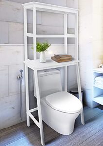 casual home spacesaver 100% solid wood over the toilet rack with shelves - white
