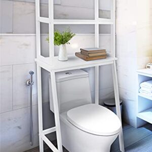 Casual Home Spacesaver 100% Solid Wood Over The Toilet Rack with Shelves - White