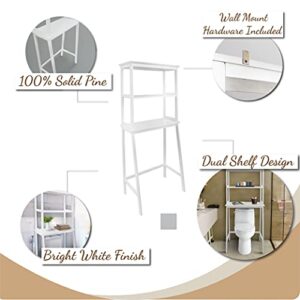 Casual Home Spacesaver 100% Solid Wood Over The Toilet Rack with Shelves - White
