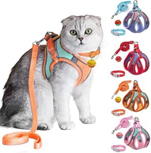 jsxd cat harness,leash and collar set,escape proof kitten vest harness for walking,easy control night safe pet harness with reflective strap and bell for small large kitten,fit for puppy,rabbit