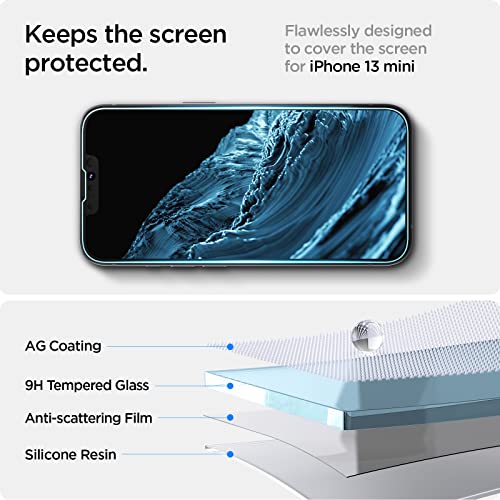 Spigen Tempered Glass Screen Protector [GlasTR EZ FIT] designed for iPhone 13 Mini - Sensor Protection / 2 Pack