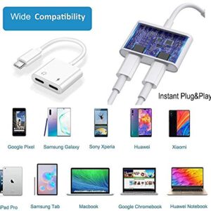 USB C Splitter, Dual USB C Audio and Charger Adapter Compatible with ipad Pro/Air 4,Samsung Galaxy Phone S21/S20/FE 5G/+/Ultra/Note 20/10+Plus,Google Pixel 4/3/2 XL
