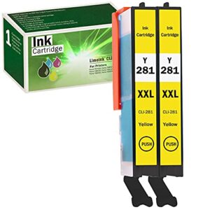 limeink compatible ink replacement for canon cli-281xxl cli 281 xxl high yield ink cartridges replacements for canon pixma tr7520 tr8520 ts6120 ts8120 ts9120 (2 yellow)