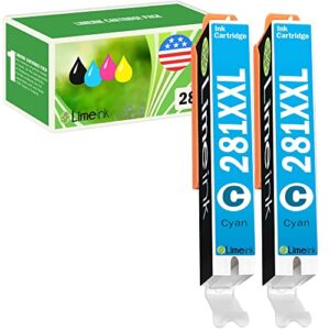 limeink compatible ink replacement for canon cli-281xxl cli 281 xxl high yield ink cartridges replacements for canon pixma tr7520 tr8520 ts6120 ts8120 ts9120 (2 cyan)