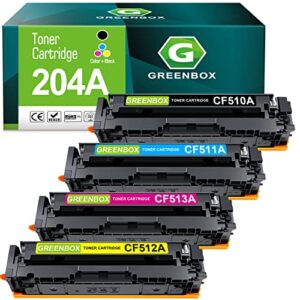 greenbox compatible 204a toner cartridge replacement for hp 204a cf510a cf511a cf512a cf513a pro mfp m180n m180nw m181 m181fw m154a m154nw printer (1 black 1 cyan 1 yellow 1 magenta)