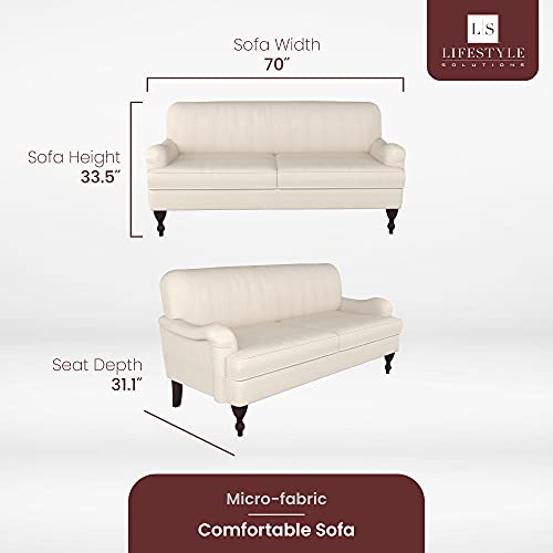 LifeStyle Solutions Landry Sofa, 70" W x 31.1" D x 33.5" H, Beige