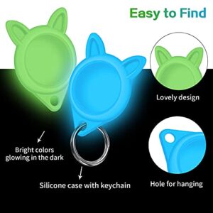 2 Pack Soft Silicone Protective Cover for AirTag with Keychain, Compatible AirTag Key Wallet Finder for Dog Cat Pet, Backpacks, Luggage, Glow Blue and Glow Green