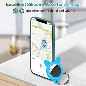 2 Pack Soft Silicone Protective Cover for AirTag with Keychain, Compatible AirTag Key Wallet Finder for Dog Cat Pet, Backpacks, Luggage, Glow Blue and Glow Green