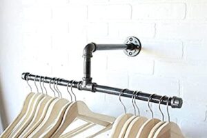 ironwerks designs 20" urban industrial pipe wall rack - clothing rack, closet organization, retail display, black