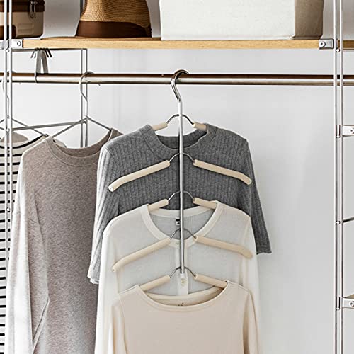 JFFLYIT Blouse Tree Hangers Multi-Layer Clothes Hangers 3 Pack 5 in 1 Non Slip Space Saving Closet Organizer Stainless Steel Shirt Hangers Coats Hangers(3 Pack)