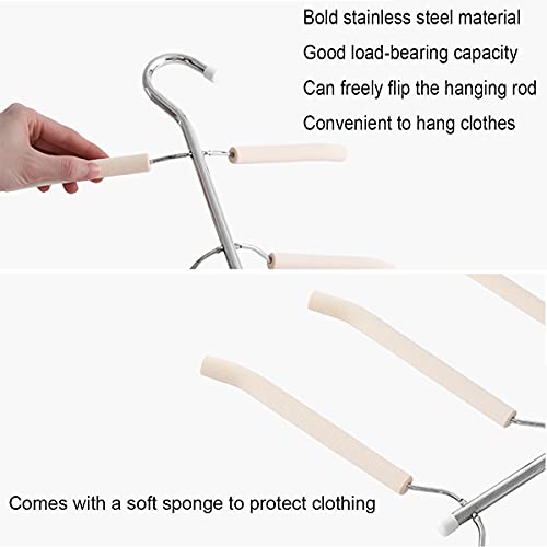 JFFLYIT Blouse Tree Hangers Multi-Layer Clothes Hangers 3 Pack 5 in 1 Non Slip Space Saving Closet Organizer Stainless Steel Shirt Hangers Coats Hangers(3 Pack)