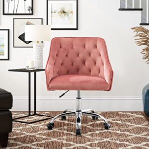 recaceik home office desk chairs, adjustable swivel ergonomic office chair, soft velvet computer desk task chairs for home office, bedroom, living room, study, light pink