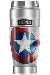 thermos marvel - the falcon and the winter soldier wield, captain america shield stainless king stainless steel travel tumbler, vacuum insulated & double wall, 16oz