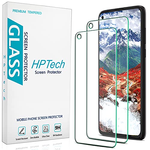 HPTech (2 Pack) Designed For Samsung Galaxy A21 Tempered Glass Screen Protector, Easy to Install, Anti Scratch, Bubble Free, Case Friendly