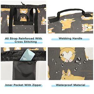 Corgi Dogs Laundry Bag Large Heavy Duty Laundry Backpack with Adjustable Shoulder Straps for Traveling Dirty Clothes Organizer for College Students Waterproof