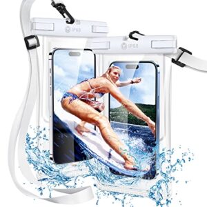 [2-pack] universal waterproof phone pouch [industry-first 3d seamless body] humixx ipx8 waterproof phone case for beach underwater floating cellphone dry bag with lanyard, fits all phones up to 7.8''