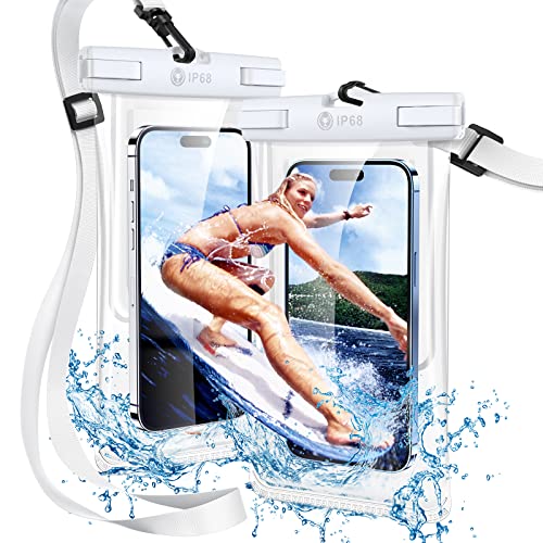 [2-Pack] Universal Waterproof Phone Pouch [Industry-First 3D Seamless Body] Humixx IPX8 Waterproof Phone Case for Beach Underwater Floating Cellphone Dry Bag with Lanyard, Fits All Phones Up to 7.8''