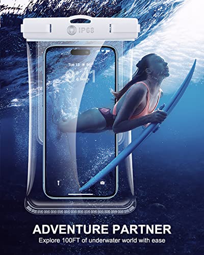 [2-Pack] Universal Waterproof Phone Pouch [Industry-First 3D Seamless Body] Humixx IPX8 Waterproof Phone Case for Beach Underwater Floating Cellphone Dry Bag with Lanyard, Fits All Phones Up to 7.8''