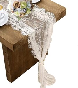 3 pcs white lace table runner 14 x 120 inch embroidered boho table runner for wedding party bridal shower decorations vintage rustic table runners