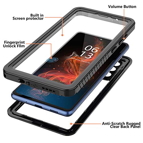 ANTSHARE for Samsung Galaxy S20 FE 5G Case Waterproof, Built in Screen Protector 360° Full Body Heavy Duty Protective Shockproof IP68 Underwater Case for Samsung Galaxy S20 FE 5G 6.5inch Black/Clear