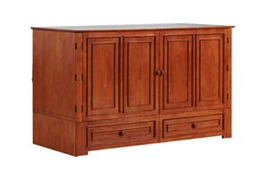 mega solutions emurphybed paradiseo murphy cabinet chest bed with charging station 6 inch, queen (cherry)