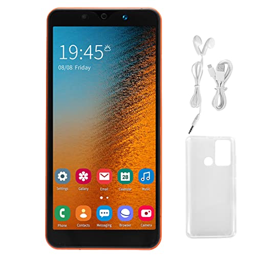 Jazar Smartphone, Powerful Processor Dual Cards Dual Standby 128Gb Expandable Storage Fingerprint Unlock Smart Phone, Note30 plus 854 x 480 Resolution for 8.1, Orange