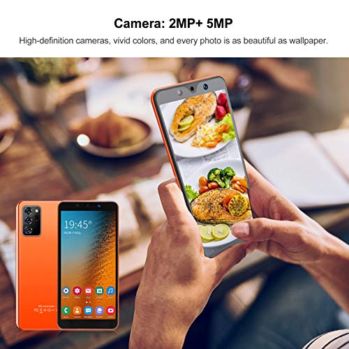 Jazar Smartphone, Powerful Processor Dual Cards Dual Standby 128Gb Expandable Storage Fingerprint Unlock Smart Phone, Note30 plus 854 x 480 Resolution for 8.1, Orange