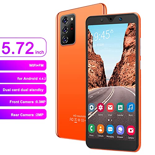 Jazar Smartphone, Powerful Processor Dual Cards Dual Standby 128Gb Expandable Storage Fingerprint Unlock Smart Phone, Note30 plus 854 x 480 Resolution for 8.1, Orange