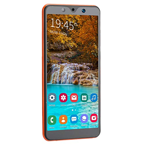 Jazar Smartphone, Powerful Processor Dual Cards Dual Standby 128Gb Expandable Storage Fingerprint Unlock Smart Phone, Note30 plus 854 x 480 Resolution for 8.1, Orange