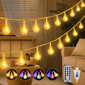 ollny globe string lights 49ft 100led usb lights, 11 modes color changing string lights, waterproof indoor lights with remote for camping classroom patio garden gazebo party bedroom decorations