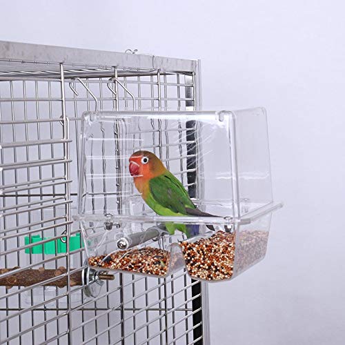 XXBZCV Bird Feeding Parrot Automatic Feeding Hanging Acrylic Bird cage Parrot (Size : Medium)