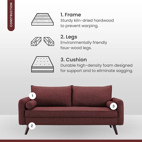 LifeStyle Solutions Calgary Sofa, 70.1" W x 32.3" D x 32.3" H, Burgundy