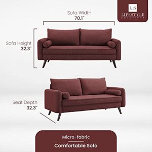 LifeStyle Solutions Calgary Sofa, 70.1" W x 32.3" D x 32.3" H, Burgundy