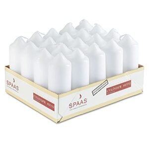 spaas white pillar candles - 20 pack | 1.5x4 inch bulk pillar candles, dripless dinner candles | unscented pillar candles for home décor, memorial, vigil, parties, wedding, decorative lantern