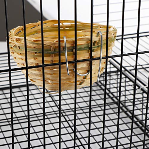 VTurboWay 5 Pack Bird Bamboo Nest, Handwoven Natural Bird Cage House Hatching Breeding Cave with Hook, Country-Style for Small Bird Parrot Canary Swallow Finch