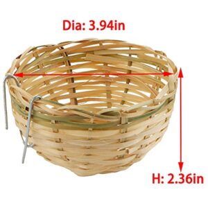 VTurboWay 5 Pack Bird Bamboo Nest, Handwoven Natural Bird Cage House Hatching Breeding Cave with Hook, Country-Style for Small Bird Parrot Canary Swallow Finch