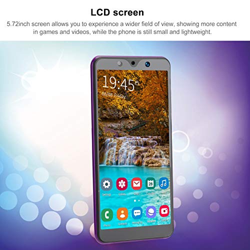 Jazar Smartphone, Powerful Processor Dual Cards Dual Standby 128Gb Expandable Storage Fingerprint Unlock Smart Phone, Note30 Plus 854X480 Resolution for 8.1(Purple)