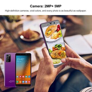 Jazar Smartphone, Powerful Processor Dual Cards Dual Standby 128Gb Expandable Storage Fingerprint Unlock Smart Phone, Note30 Plus 854X480 Resolution for 8.1(Purple)