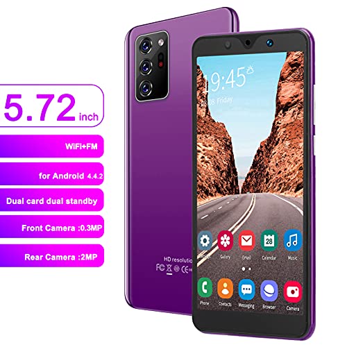 Jazar Smartphone, Powerful Processor Dual Cards Dual Standby 128Gb Expandable Storage Fingerprint Unlock Smart Phone, Note30 Plus 854X480 Resolution for 8.1(Purple)