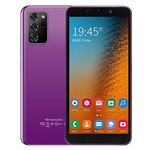 Jazar Smartphone, Powerful Processor Dual Cards Dual Standby 128Gb Expandable Storage Fingerprint Unlock Smart Phone, Note30 Plus 854X480 Resolution for 8.1(Purple)