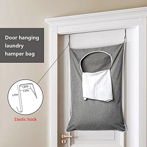 ANSTROUT XL Hanging Laundry Hamper, Extra Large Tear-resistance Door Hamper with 2 Types Hooks for Dirty Clothes, Save Bathroom Space Hanging Laundry Bag (36.5x 22 Inch ,Grey)